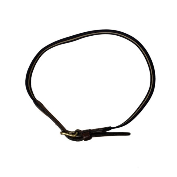 90s Coach 3001 brown leather trim stripe elastic belt . size 26\